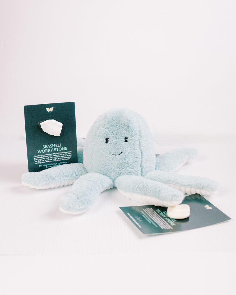 Octopus Plush + Seashell Worry Stone